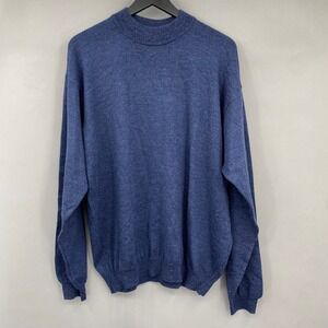 BRANDINI Men's Blue Wool Merino Mock Neck Long Sleeve Sweater Made in Italy XL